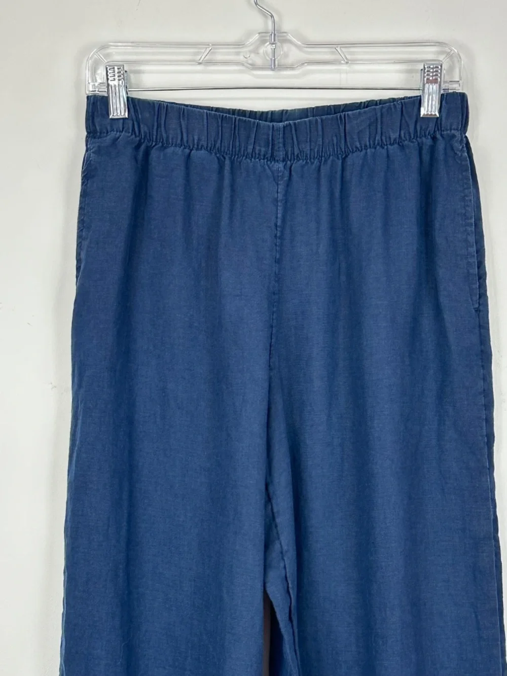 H&M Womens Navy High Waisted Wide Leg Linen Pants S Boho Beach